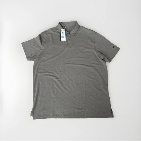 New Men's Adidas Go-To Golf Polo Silver Pebble - Picture 2 of 5